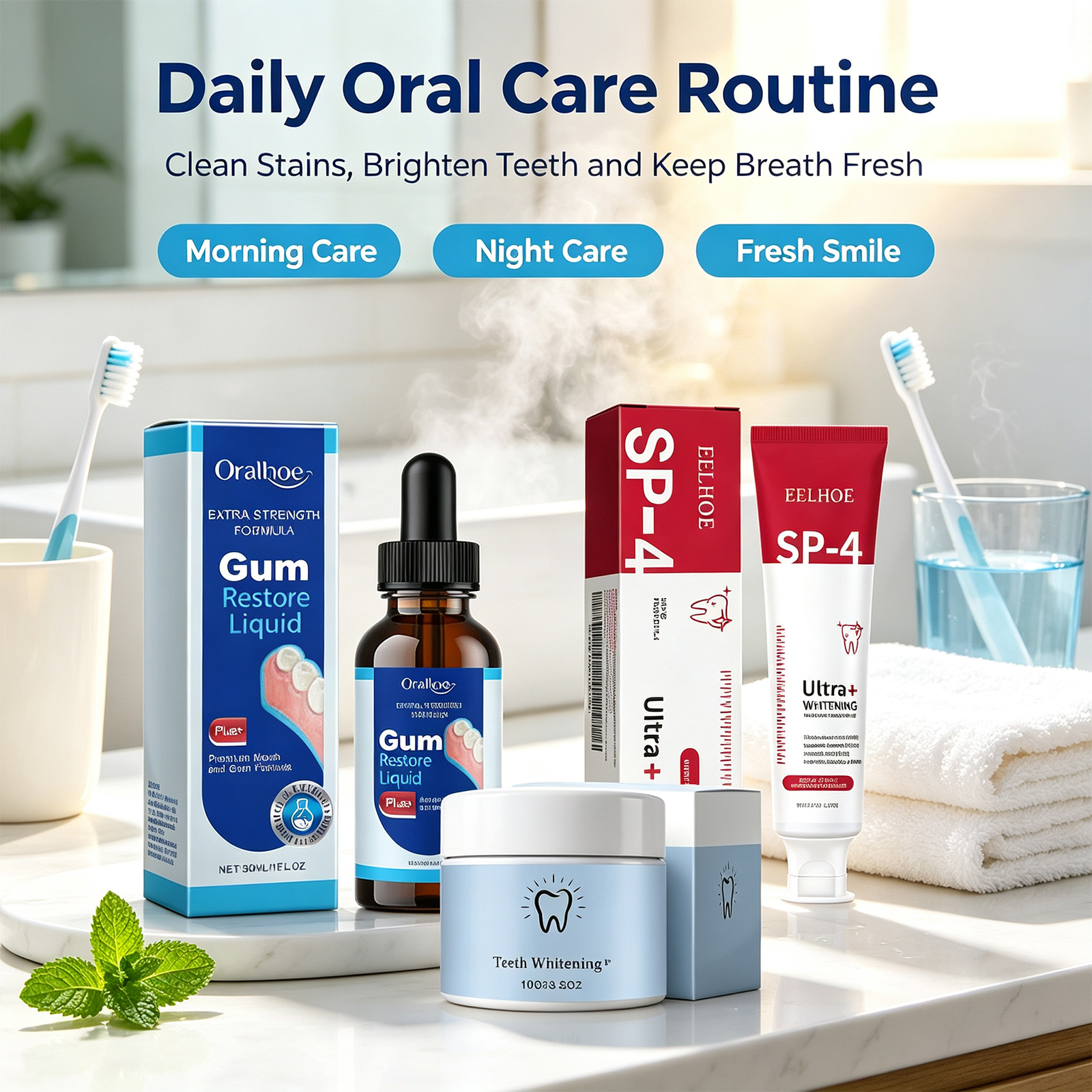 Whitening Mouthwash - Oral Care Combo Set Whitening Toothpaste