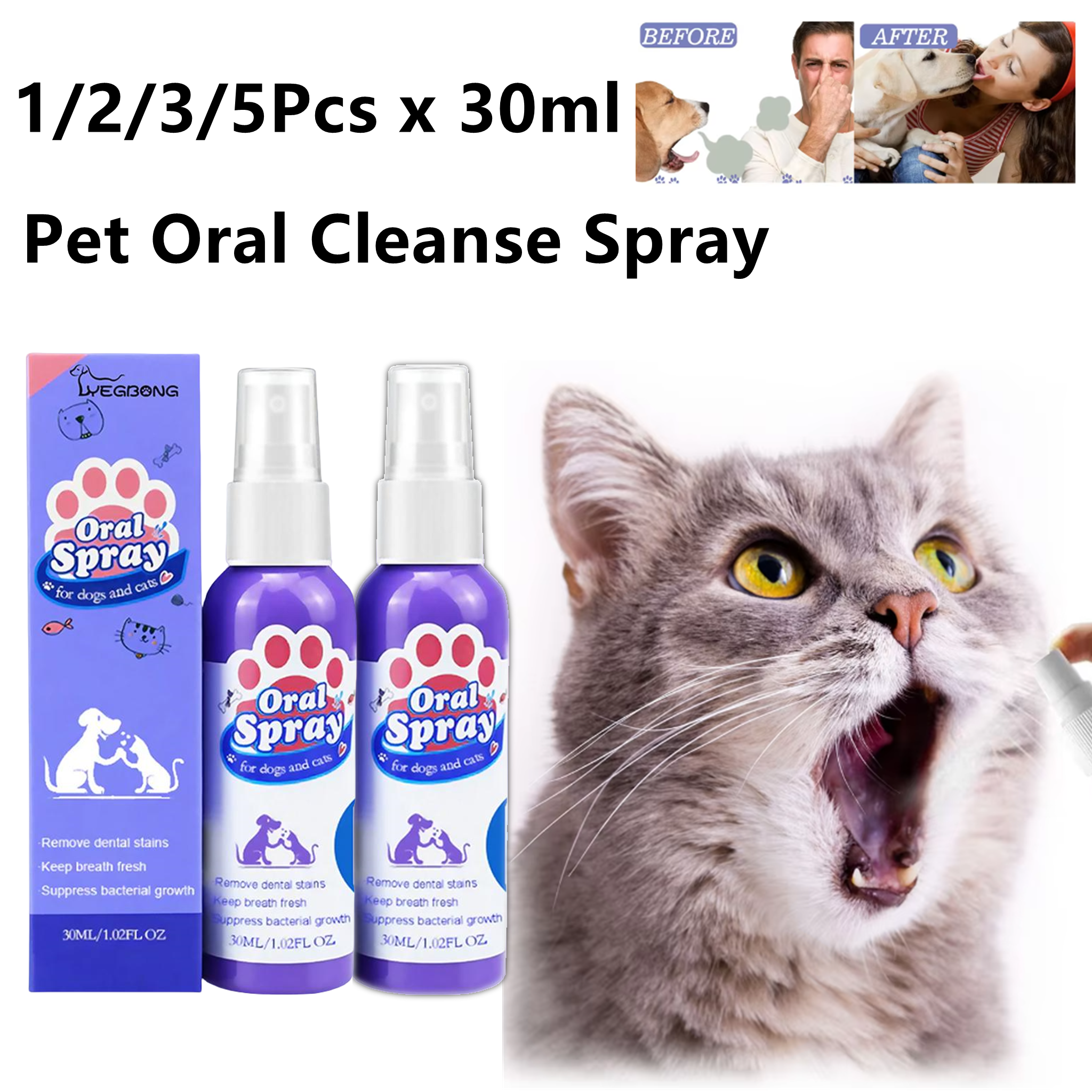 Whitening Mouthwash - Pet Oral Cleaning Spray Mouth Fresh