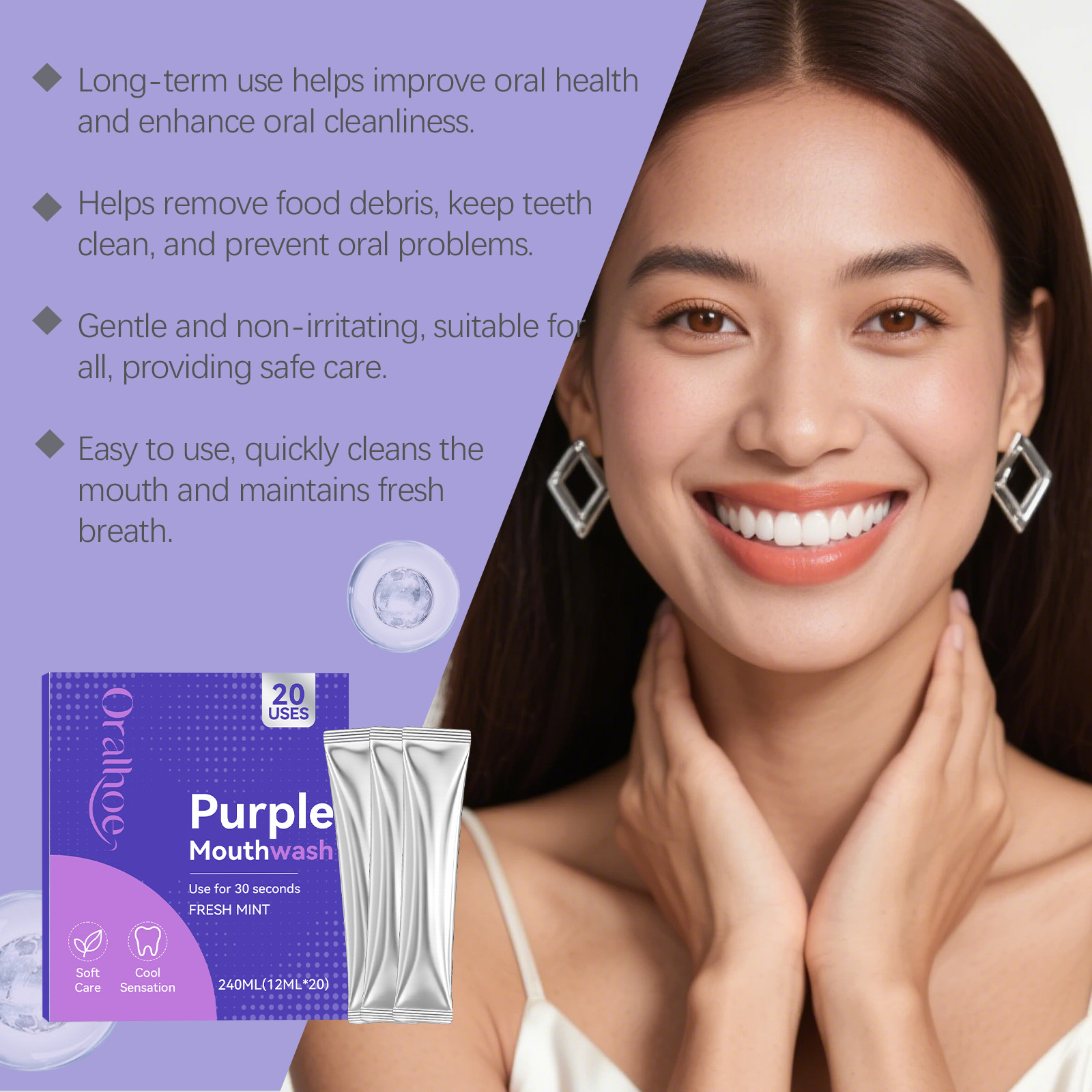20/40/60 Pieces 240ml Purple M - Whitening Mouthwash incelemesi ve fiyatı